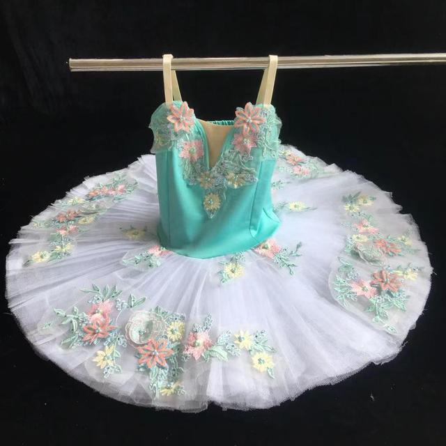 Ballerina Flower Embroidery Girls Tutu Performance Dance Costume