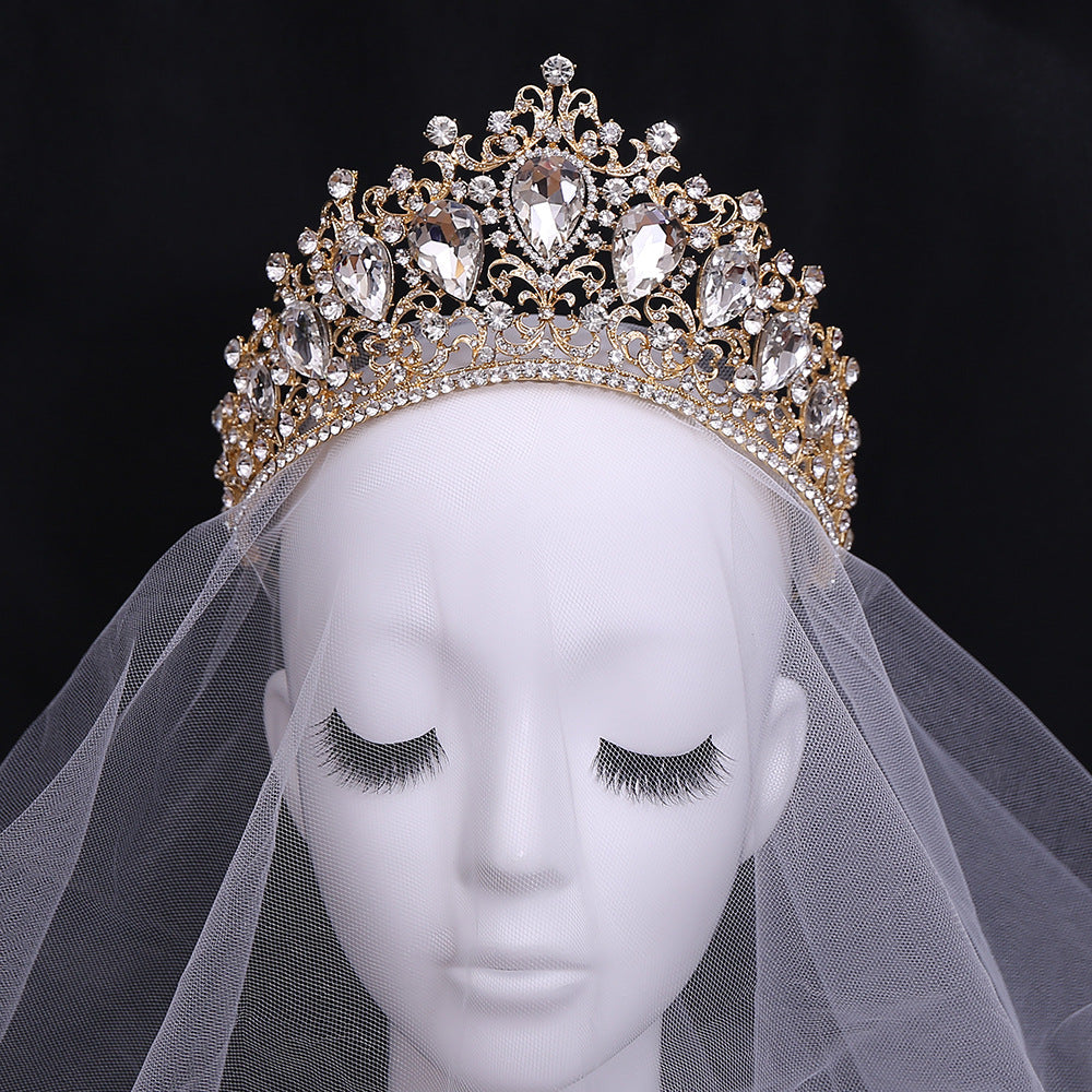 Load image into Gallery viewer, Classical Gold Colorful Crystal Tiaras Crowns Bridal Wedding Hair Accessories 5 Colors

