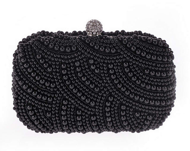 Hand Made Luxury Pearl Clutch Bag Diamond Chain for Party Wedding - TulleLux Bridal Crowns &  Accessories 