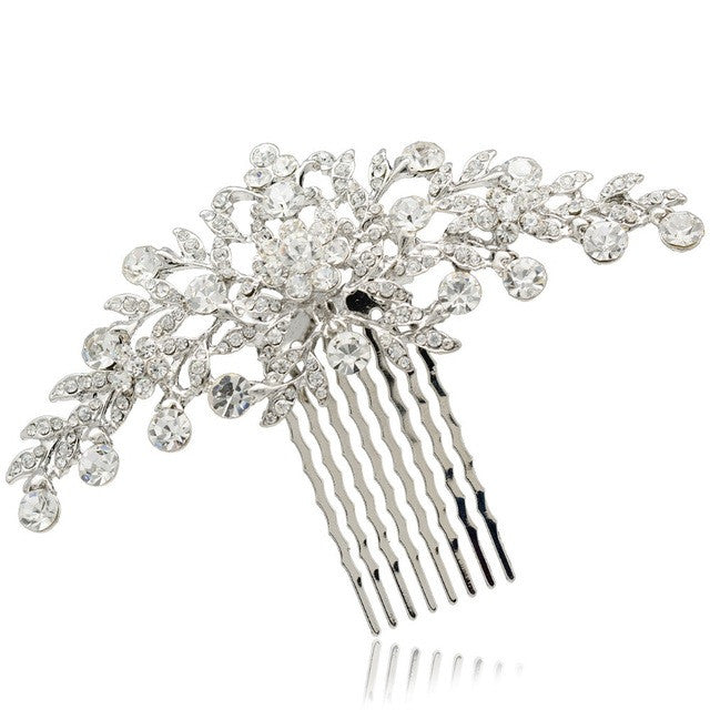 
                      
                        Clear Rhinestone Crystals Wedding Bride Bridal Floral Hair Comb Head Pieces Accessories - TulleLux Bridal Crowns &  Accessories 
                      
                    
