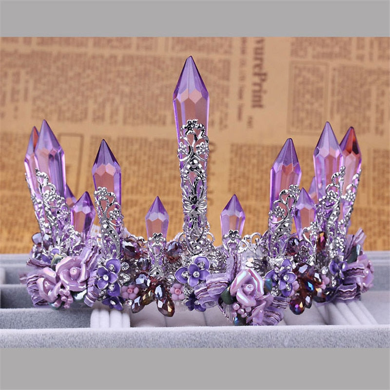 Fantasy Purple Crystal Ice Queen Crown Tiara Jewelry Accessory – TulleLux Bridal &