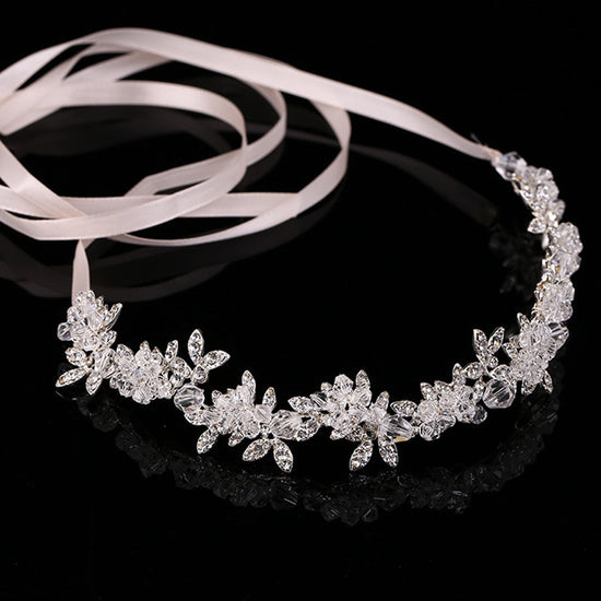 Transparent Crystal Bridal Tiaras Headband Bridal Wreath Wedding Flower Headdress Ornament - TulleLux Bridal Crowns &  Accessories 