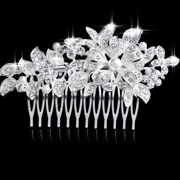 Leaf Crystal Bridal Wedding Jewelry Hair Accessories Hair Combs - TulleLux Bridal Crowns &  Accessories 