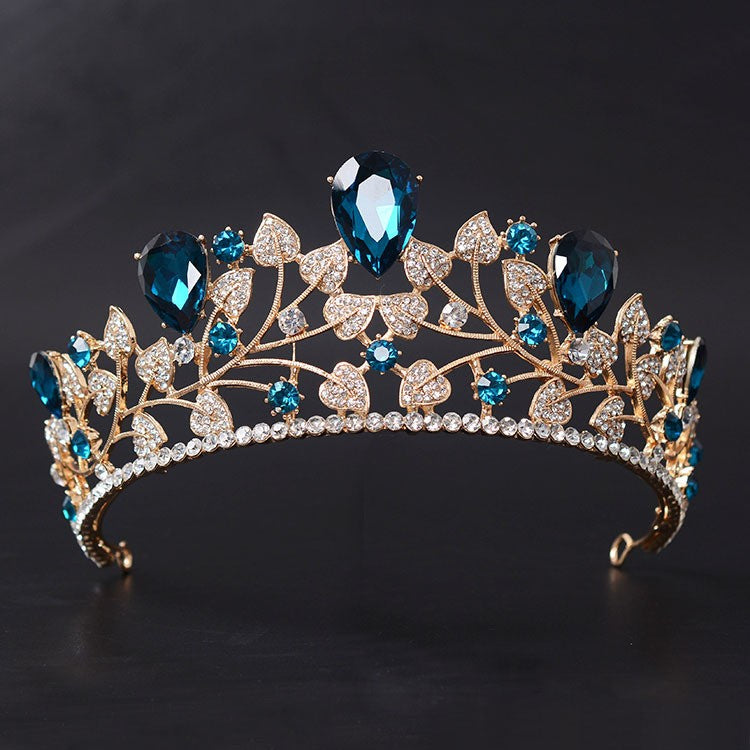 Dark blue crown, blue silver diadem, Dark blue tiara, Blue wedding