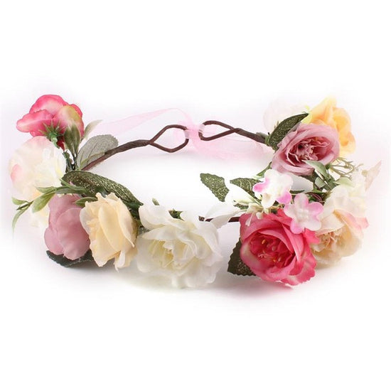 Bohemia Flower Crown Wedding Wreath Bridal Headband Princess Hair Band Accessories - TulleLux Bridal Crowns &  Accessories 