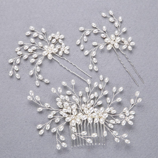 3PCS  Wedding Bridal Comb and Hairpins Simulated Pearl  Hair Accessories - TulleLux Bridal Crowns &  Accessories 