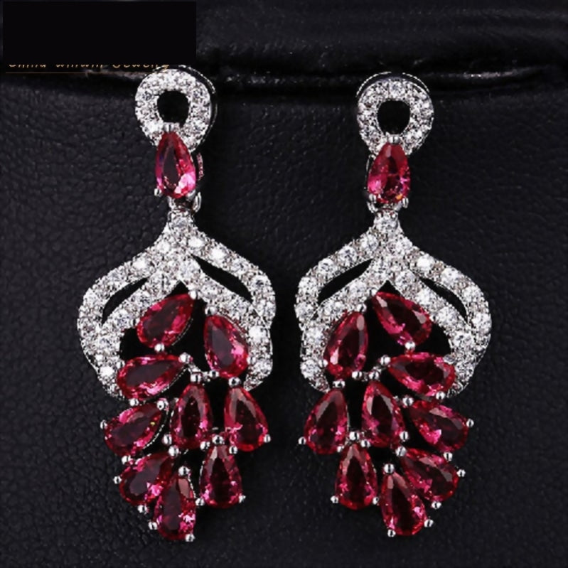 Micro Pave AAA+ Cubic Zircon Drop Flower Shaped Earrings