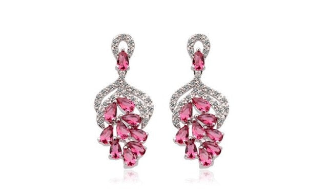 Micro Pave AAA+ Cubic Zircon Drop Flower Shaped Earrings