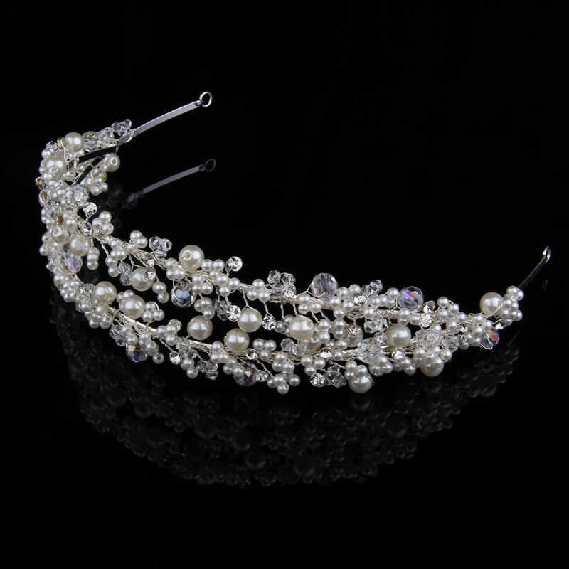 Silver Pearls crown Rhinestone Bridal crown Rhinestone buy Wedding crown Wedding hair accessories Bridal hair accessories