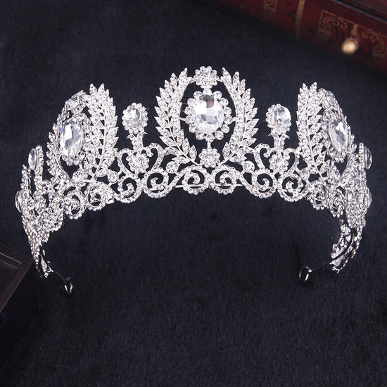 Handmade Luxury White  Rhinestone Bridal Tiara Fashion Crystal  Wedding Dress Hair accessories - TulleLux Bridal Crowns &  Accessories 