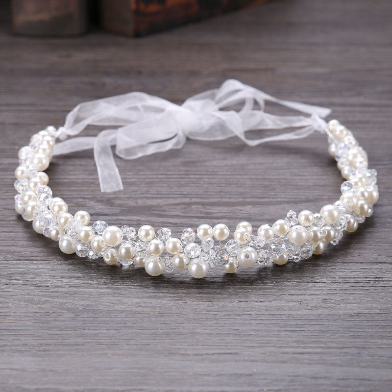 Crystal Bridal Headband Tiara Crown Wedding Hair Accessories Elegant Headpiece Pearls Hair Jewelry - TulleLux Bridal Crowns &  Accessories 