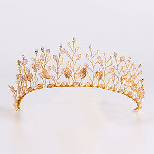 Crystal Pearl Wedding Tiara Crown Rhinestone Bridal Hair Accessories Gold Hairband - TulleLux Bridal Crowns &  Accessories 