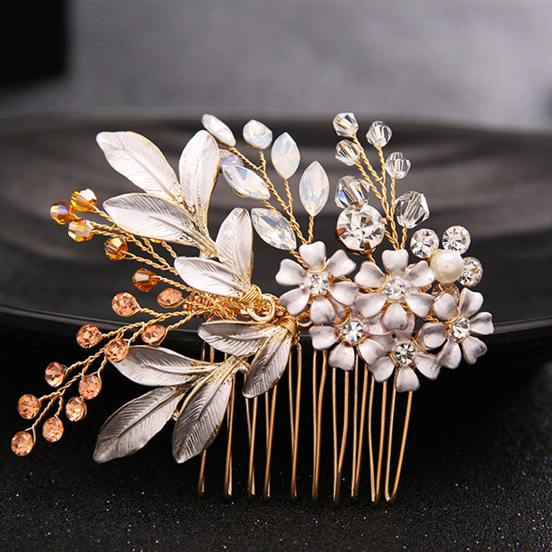 Gold Hair Comb Hair Crystal Flower Hair Accessories - TulleLux Bridal Crowns &  Accessories 