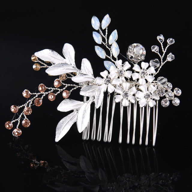 Gold Hair Comb Hair Crystal Flower Hair Accessories - TulleLux Bridal Crowns &  Accessories 