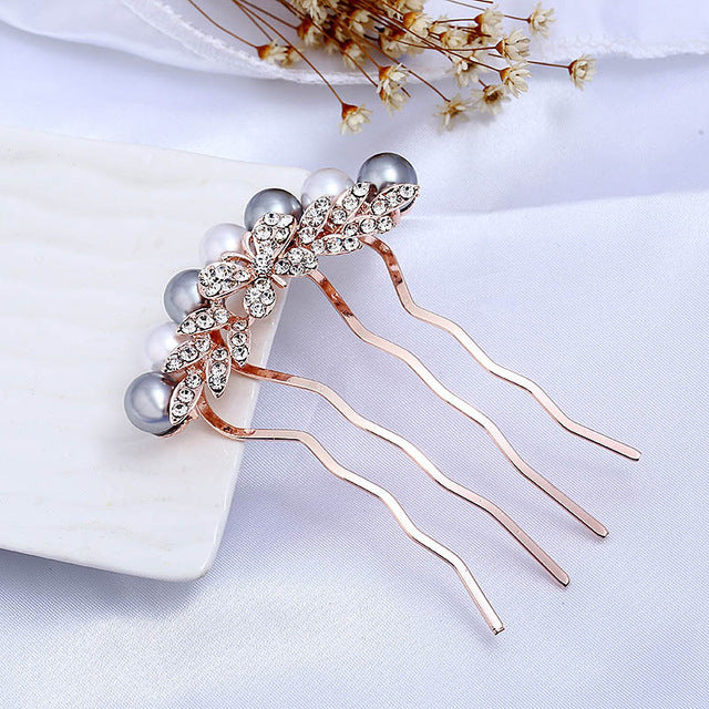 Rose Gold Wedding Hair Combs Full Crystal Butterfly  Wedding Bridal Hair Jewelry Accessories - TulleLux Bridal Crowns &  Accessories 