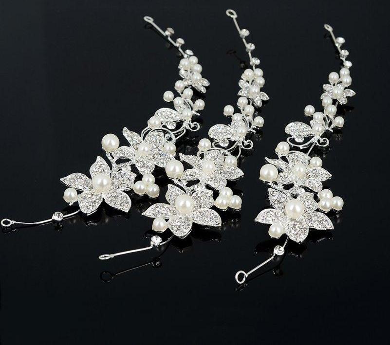 1 Piece Wedding Hair Accessories Clips Simulated Pearl Crystal Flower HairPin Hair Comb Bride - TulleLux Bridal Crowns &  Accessories 