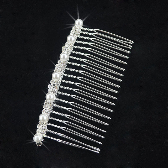 Load image into Gallery viewer, Gold Silver Color Hair Combs Bridal Pearl Crystal Bridesmaid  Wedding - TulleLux Bridal Crowns &amp;amp;  Accessories 
