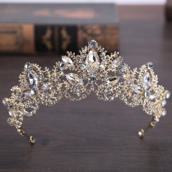 Marquise Cut Crystal Rhinestone Bridal Crown Tiara Wedding Hair Access ...