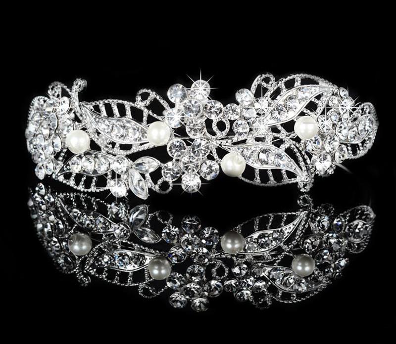 Hair Accessories Austrian Crystal Hair Ornament For Women Wedding Party Bridal Crowns Simulated Pearl - TulleLux Bridal Crowns &  Accessories 