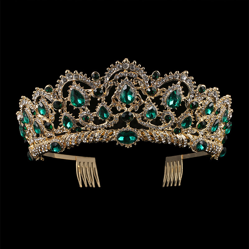 
                      
                        European Crystal Tiaras Vintage Gold Rhinestone Pageant Crowns With Comb Baroque Wedding Hair Accessories - TulleLux Bridal Crowns &  Accessories 
                      
                    