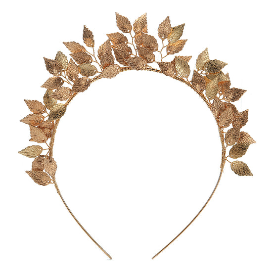 Leaf Flower Ring Hoop Crown Gold Silver Headband Wedding Hair Wear Bridal Hair Jewelry - TulleLux Bridal Crowns &  Accessories 