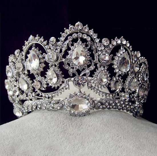 European Crystal Tiaras Vintage Gold Rhinestone Pageant Crowns With Comb Baroque Wedding Hair Accessories - TulleLux Bridal Crowns &  Accessories 