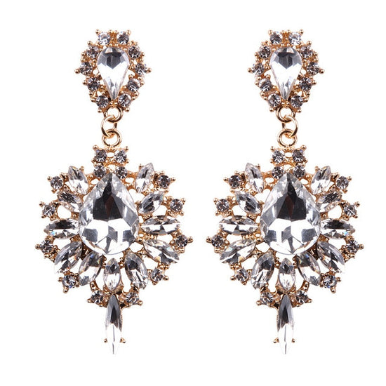 Colorful Flower  Luxury Starburst Pendant Crystal Gem Statement Earrings - TulleLux Bridal Crowns &  Accessories 