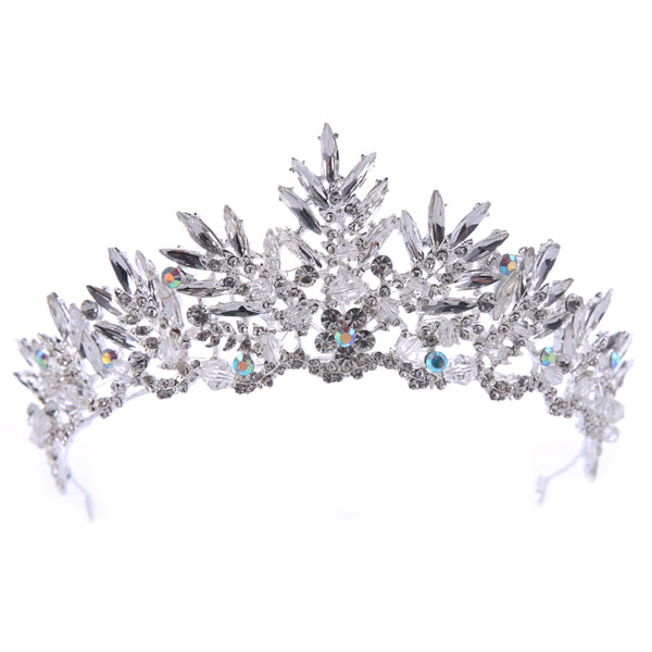 Silver Bronze Wedding Hair Accessories Crystal Tiara Crown Bridal Baroque Rhinestone - TulleLux Bridal Crowns &  Accessories 