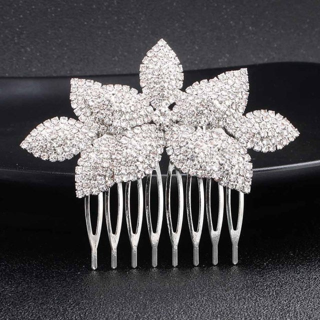 Full Austrian Crystal Hair Combs Fashion Wedding Bridal Hair Jewelry - TulleLux Bridal Crowns &  Accessories 