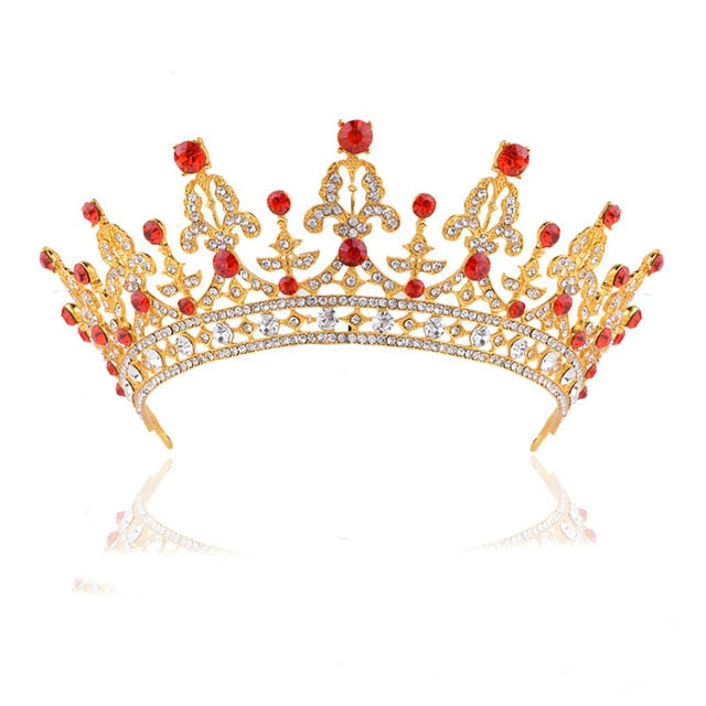 Load image into Gallery viewer, Luxury Bridal Crystal Tiara Crowns Princess Queen Pageant Prom Rhinestone Veil Tiaras Headband Wedding Hair Accessories - TulleLux Bridal Crowns &amp;amp;  Accessories 
