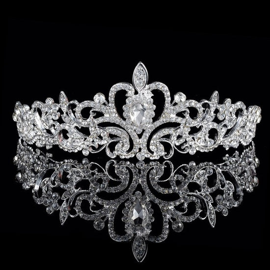 Load image into Gallery viewer, Luxury Bridal Crystal Tiara Crowns Princess Queen Pageant Prom Rhinestone Veil Tiaras Headband Wedding Hair Accessories - TulleLux Bridal Crowns &amp;amp;  Accessories 
