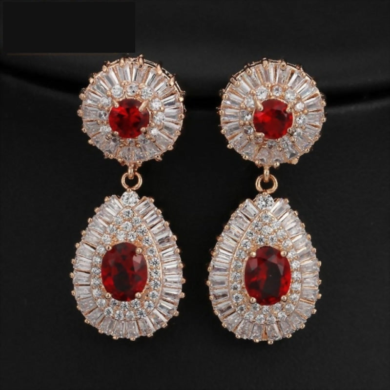 Cubic Zirconia Pave Round Drop Crystal Earrings - TulleLux Bridal Crowns &  Accessories 
