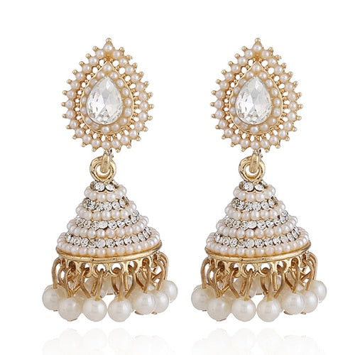 Fashion Faux Imitation Pearl Indian Jhumka Jhumki Drop Earrings  Wedding Bridal Party Jewelry - TulleLux Bridal Crowns &  Accessories 