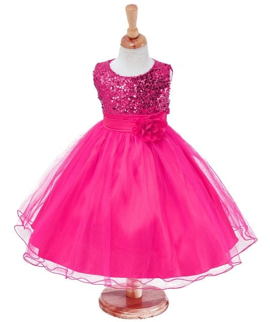 Girls Sequined Flower Princess Party Dress, Baby Girls - TulleLux Bridal Crowns &  Accessories 