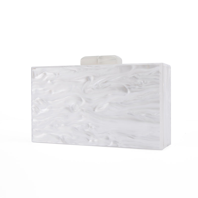 
                      
                        Ladies Bridal Pearl White Acrylic Box Bas Acrylic Clutch - TulleLux Bridal Crowns &  Accessories 
                      
                    