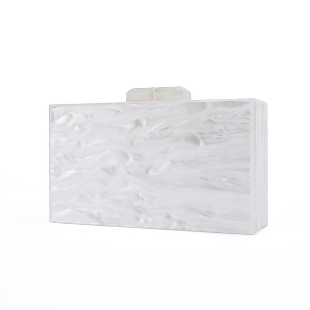 
                      
                        Ladies Bridal Pearl White Acrylic Box Bas Acrylic Clutch - TulleLux Bridal Crowns &  Accessories 
                      
                    
