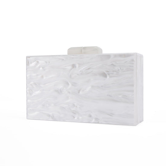 Load image into Gallery viewer, Ladies Bridal Pearl White Acrylic Box Bas Acrylic Clutch - TulleLux Bridal Crowns &amp;amp;  Accessories 
