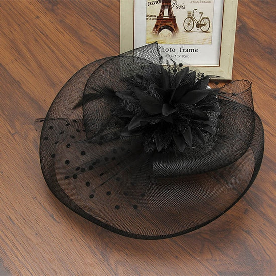 Ladies Elegant Fascinator Hat Flower Hair Accessories Wedding Church Hat Cocktail Feather Headwear - TulleLux Bridal Crowns &  Accessories 