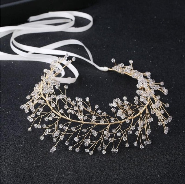 
                      
                        Crystal Rhinestone Bridal Headpieces Satin Ribbon Wedding Hair Accessories for Brides Tiaras Crowns Headbands - TulleLux Bridal Crowns &  Accessories 
                      
                    
