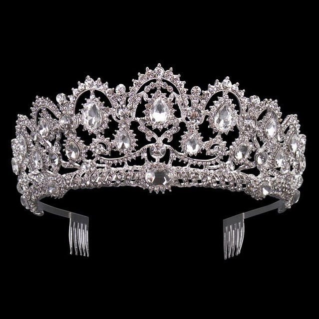 European Crystal Tiaras Vintage Gold Rhinestone Pageant Crowns With Co ...