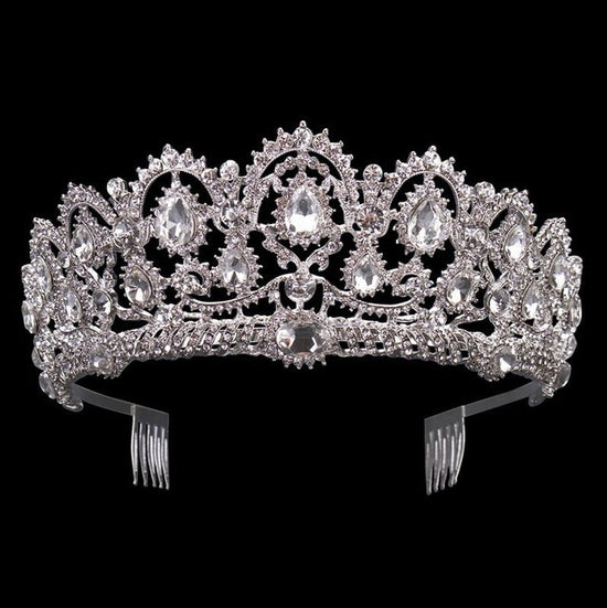 European Crystal Tiaras Vintage Gold Rhinestone Pageant Crowns With Comb Baroque Wedding Hair Accessories - TulleLux Bridal Crowns &  Accessories 