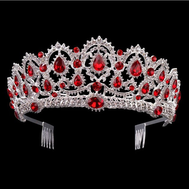 European Crystal Tiaras Vintage Gold Rhinestone Pageant Crowns With Comb Baroque Wedding Hair Accessories - TulleLux Bridal Crowns &  Accessories 