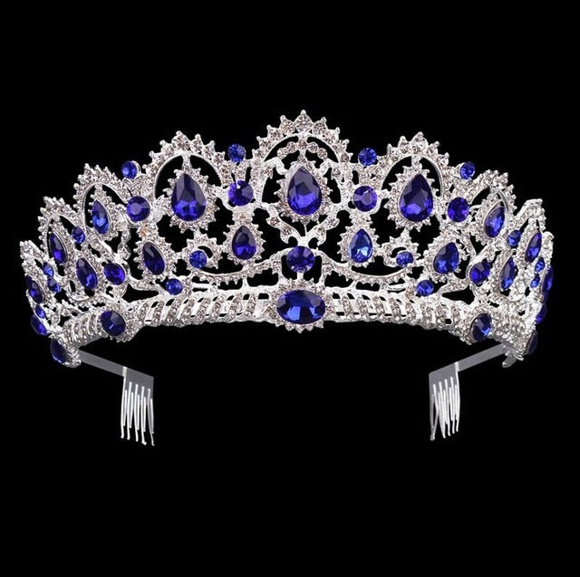 European Crystal Tiaras Vintage Gold Rhinestone Pageant Crowns With Comb Baroque Wedding Hair Accessories - TulleLux Bridal Crowns &  Accessories 