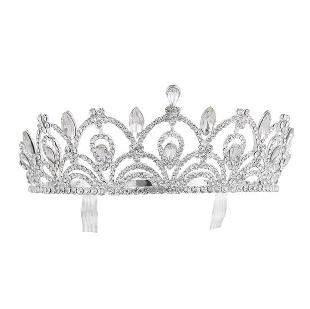 European Crystal Tiaras Vintage Gold Rhinestone Pageant Crowns With Co