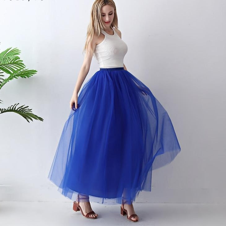 4 Layer Maxi Ankle Length Organza  Bridesmaid Wedding Skirt One Size - TulleLux Bridal Crowns &  Accessories 