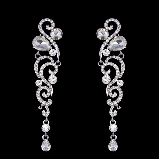 7 Colors Luxury Crystal Wedding Long Earrings for Bridesmaids - TulleLux Bridal Crowns &  Accessories 