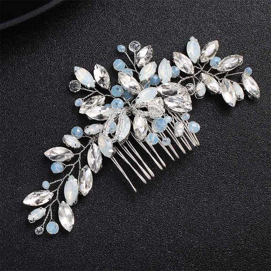 Blue Opal Crystal Bridal Hair Combs Clips Wedding Hair Accessories Jewelry Fashion Headpiece - TulleLux Bridal Crowns &  Accessories 