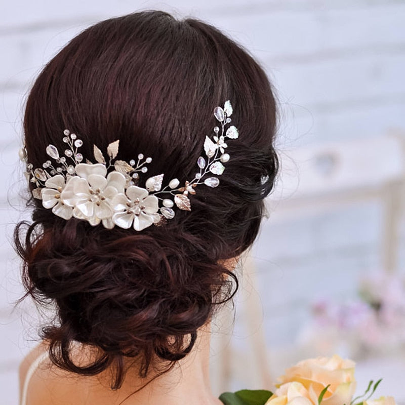 Flowers Leaf Wedding Hair Accessories Hairbands Bride Headband - TulleLux Bridal Crowns &  Accessories 