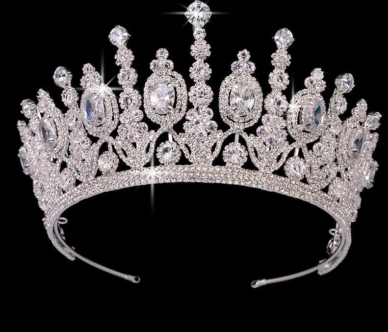 Elliptical Zircon Wedding Bridal Crown - TulleLux Bridal Crowns &  Accessories 