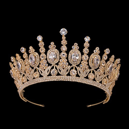 Load image into Gallery viewer, Elliptical Zircon Wedding Bridal Crown - TulleLux Bridal Crowns &amp;amp;  Accessories 
